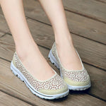 Women Casual Breathable Hollow Lace Flats Shoes