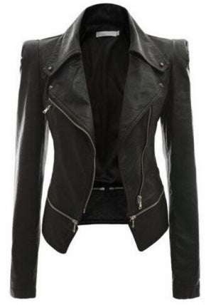 Motorcycle Leather Cloak Jacket Two Way Zipper Jacket
