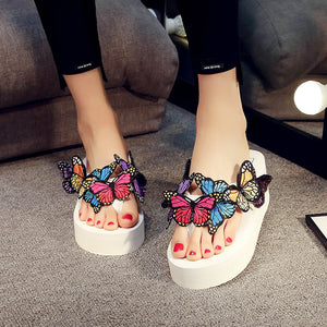 Summer butterfly handmade DIY high heel casual slippers