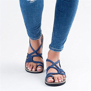 Ericdress Plus Size Woven Strappy Slip-On Flat Sandals