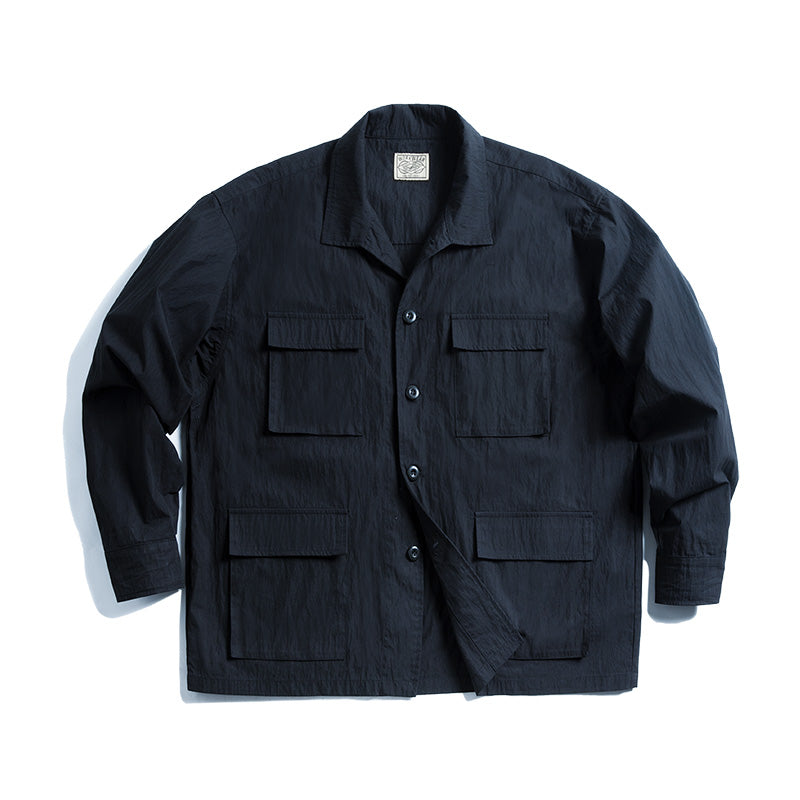 Retro Loose Shoulders Four-pocket Stacking Shirts Early Autumn Jacket