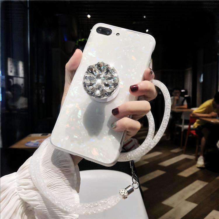 Shell Pattern Luxury Sheer Phone Case For iPhone with Phone Holder