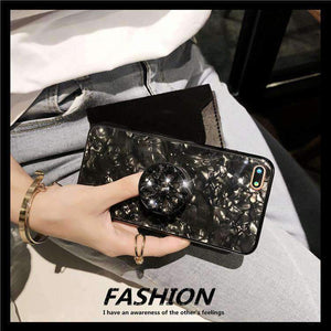 Shell Pattern Luxury Sheer Phone Case For iPhone with Phone Holder