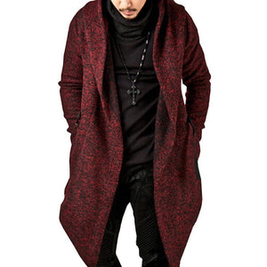 Men's Hooded Solid Color Loose Fit Coat Irregular Hem Trench Coat