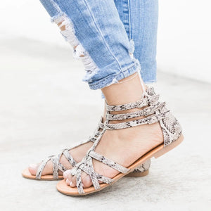 Strappy Gladiator Criss-cross Front Back Zippers Sandals