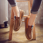 Suede Pure Color Slip On Stitching Flat Soft Shoes