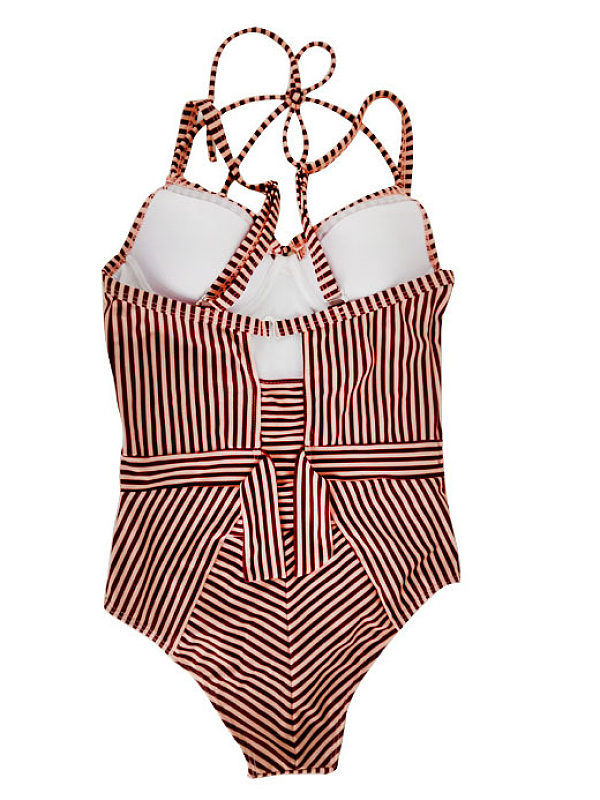 Striped One Piece Swimwear