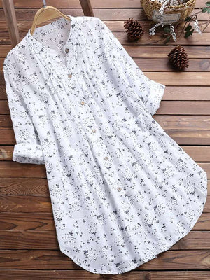 Cotton Linen Printed Loose Shirt