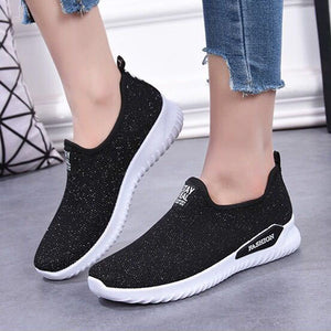 Women Outdoor Running Breathable Mesh Slip On Flat Shoes