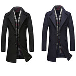 Mens Stand Collar Mid-long Trench Coat