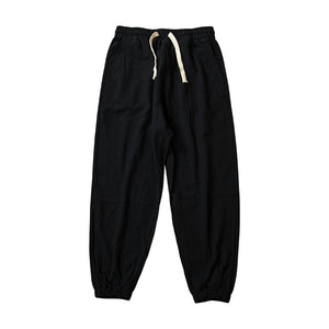 Cotton Casual Solid color Elastic Waist Trousers