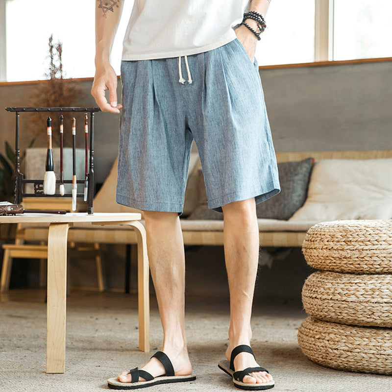 Mens Summer Breathable Elastic Drawstring Casual Thin Shorts