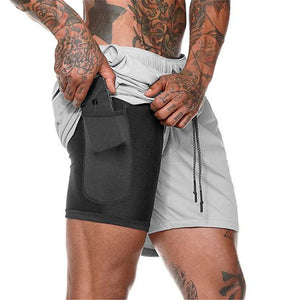 Men's 2 in 1 Security Pocket Quick Drying Running Shorts