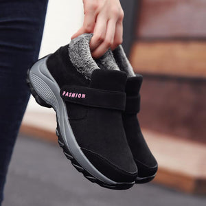 Ladies Plus Velvet Warm Soft Bottom Walking Sneakers