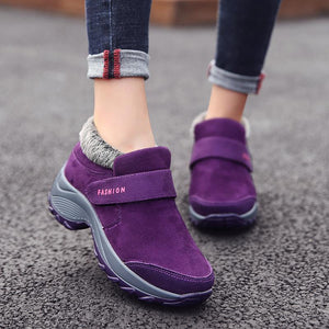 Ladies Plus Velvet Warm Soft Bottom Walking Sneakers
