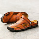 Men's Hand Stitching Soft Outdoor Closed Toe Leather Sandals