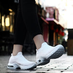 Female Breathable Lightweight Flying Woven Air Cusion Sneakers