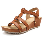 Women's Comfortable Metal Rivet Threaded Hook Wedge Sandals