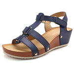 Women's Comfortable Metal Rivet Threaded Hook Wedge Sandals