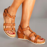 Women's Comfortable Metal Rivet Threaded Hook Wedge Sandals