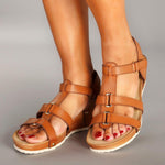 Women's Comfortable Metal Rivet Threaded Hook Wedge Sandals