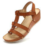 Women's Comfortable Metal Rivet Threaded Hook Wedge Sandals