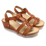 Women's Comfortable Metal Rivet Threaded Hook Wedge Sandals