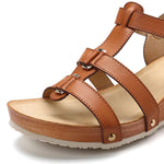 Women's Comfortable Metal Rivet Threaded Hook Wedge Sandals