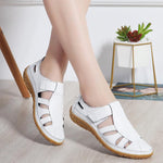 Women Genuine Leather Hollow out Flat Sandals