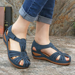 Women Non-Slip Wedges Flower Splicing Casual Comfort Adjustable Sandals