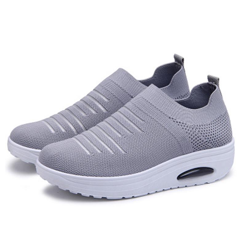 Women's Mesh Cushioned Slip On Platform Casual Flying Woven Shoes