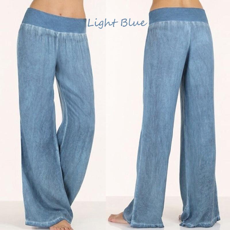 Plus Size Loose Women Wide Leg Pants Elastic Waist Yoga Trousers