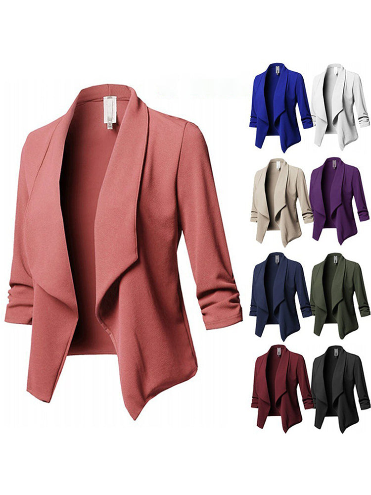 Shawl Collar Cotton Solid Elegant Blazer