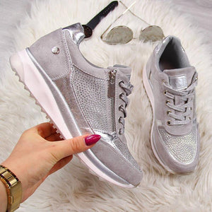 Gray All Season Faux Leather Sneakers
