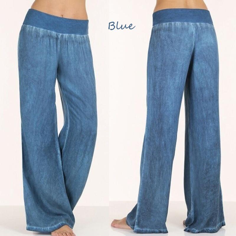 Plus Size Loose Women Wide Leg Pants Elastic Waist Yoga Trousers