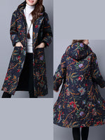 Women Ethnic Printed Hooded Coats