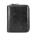 Bullcaptain Men RFID Blocking Secure Antimagnetic Genuine Leather Wallet