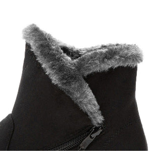 Winter Zipper Wedge Heel Keep Warm Ankle Snow Boots For Women