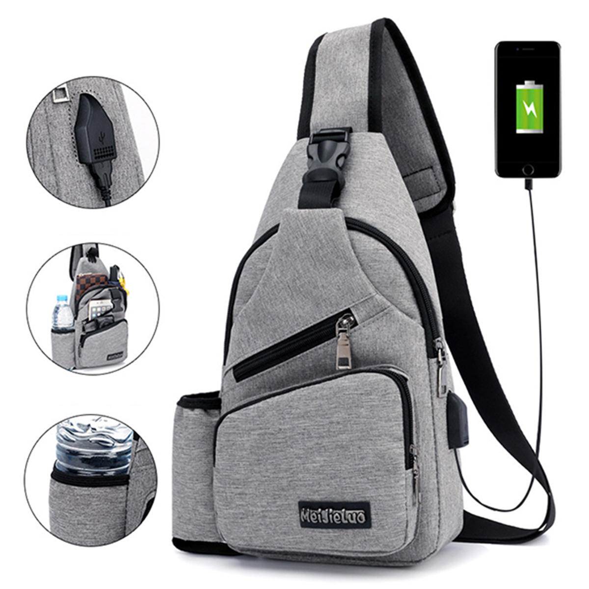 Large Capacity Outdoor USB Charging Port Chest Bag