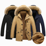 Men's Thicken Mid Long Cotton Jacket Trench Coat
