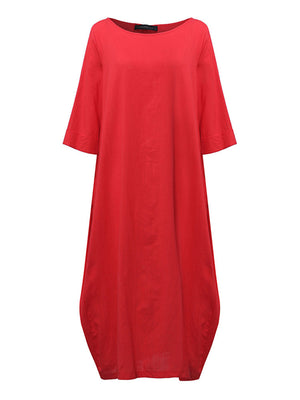 Women Daytime Casual Cotton  Solid Casual Dress