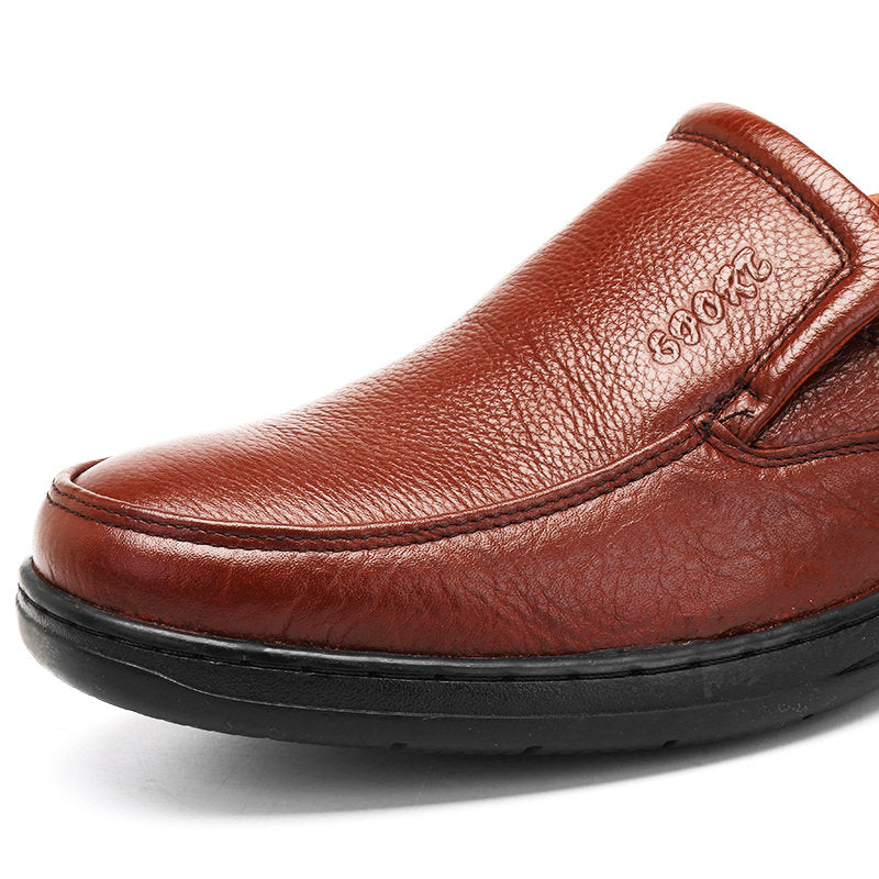 Men Cow Leather Slip On Wear-resistant Casual Shoes