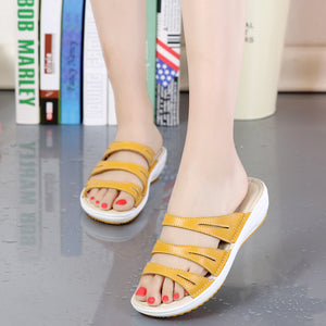 Candy Color Leather  Platform Beach Sandals Slippers