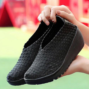 Color Match Knitting Elastic Handmade Slip On Casual Outdoor Shoes