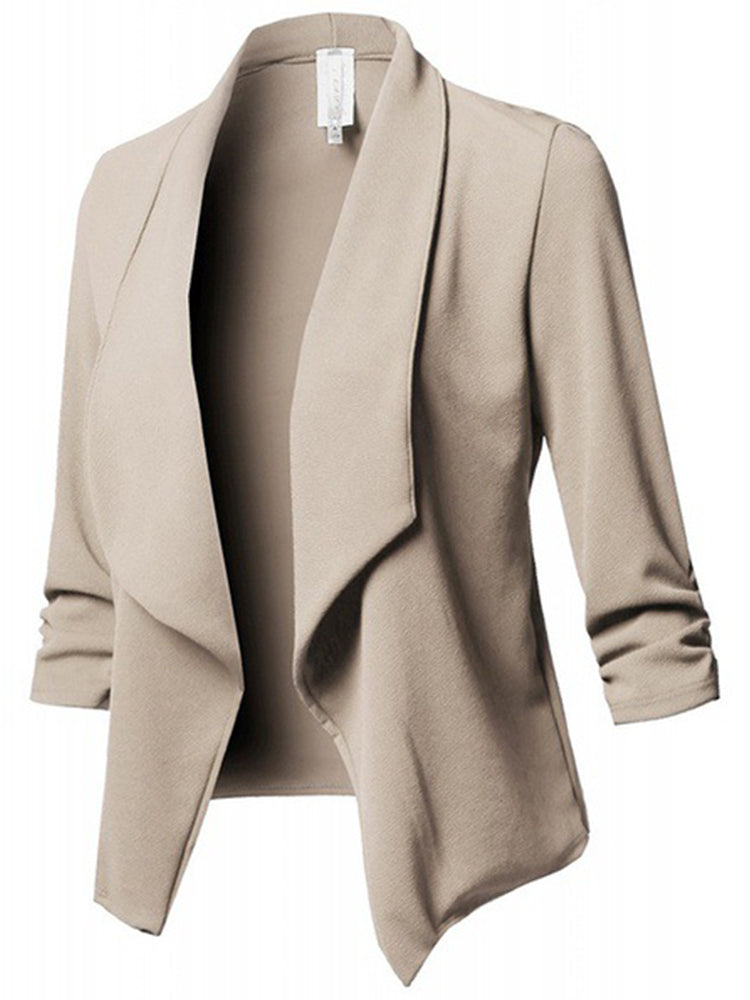 Shawl Collar Cotton Solid Elegant Blazer