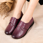 Women's Vintage Casual Pure Color Comfort Leather Flat Shoes