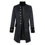 Men's Jacquard Mid Long Single-breasted Stand Collar Fall Winter Trench Coat