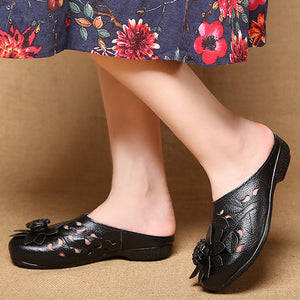 Vintage Handmade Leather Soft Flat Loafers Sandals