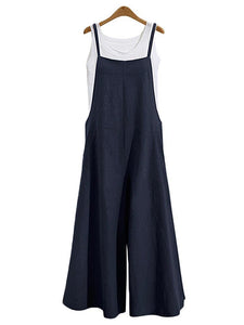 Casual Loose Solid Tank Jumpsuit For Women
