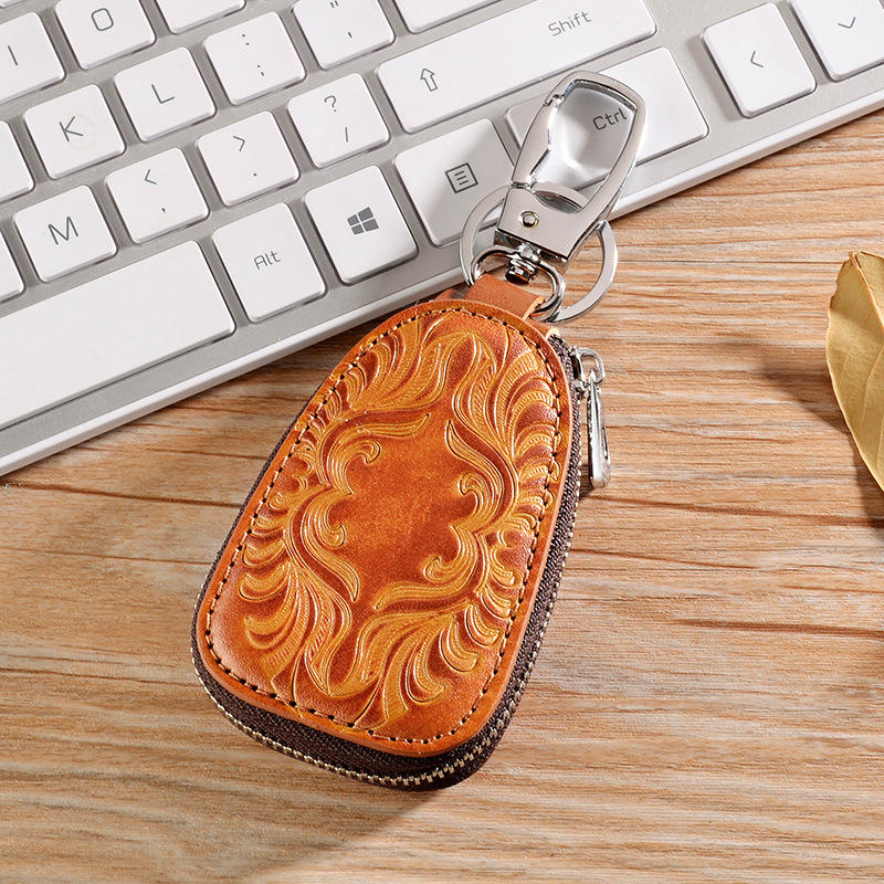 Retro Genuine Leather Car Key Holder Key Bag Keychain Wallet